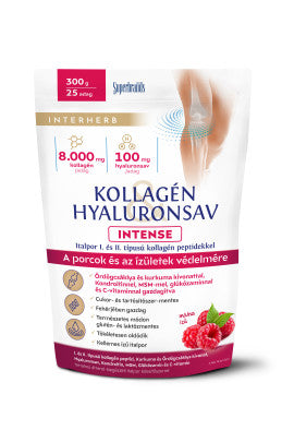 Interherb Kollagén & Hyaluronsav INTENSE italpor málna  ízű 300 g 25 adag