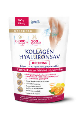Interherb Kollagén & Hyaluronsav INTENSE italpor narancs citrom  ízű 300 g 25 adag