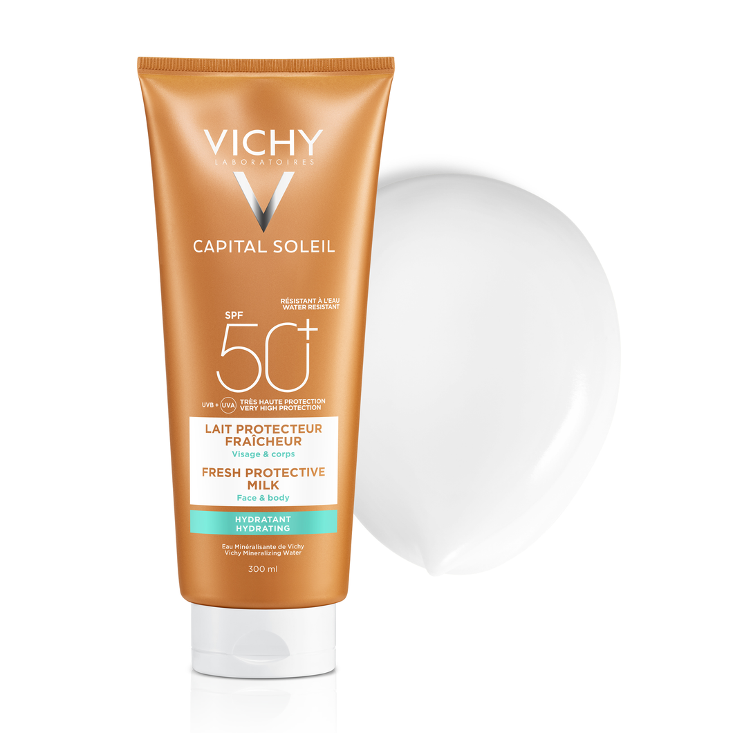 Vichy Capital Soleil SPF50 Protect ultrakönnyû hidratáló naptej arcra és testre 200 ml