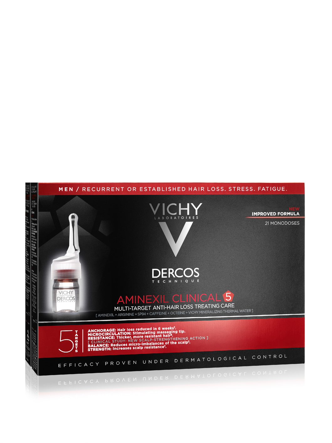 Vichy Dercos Aminexil Clinical 5 többfunkciós hajápoló program hajhullás ellen férfiaknak 21x6ml ampulla