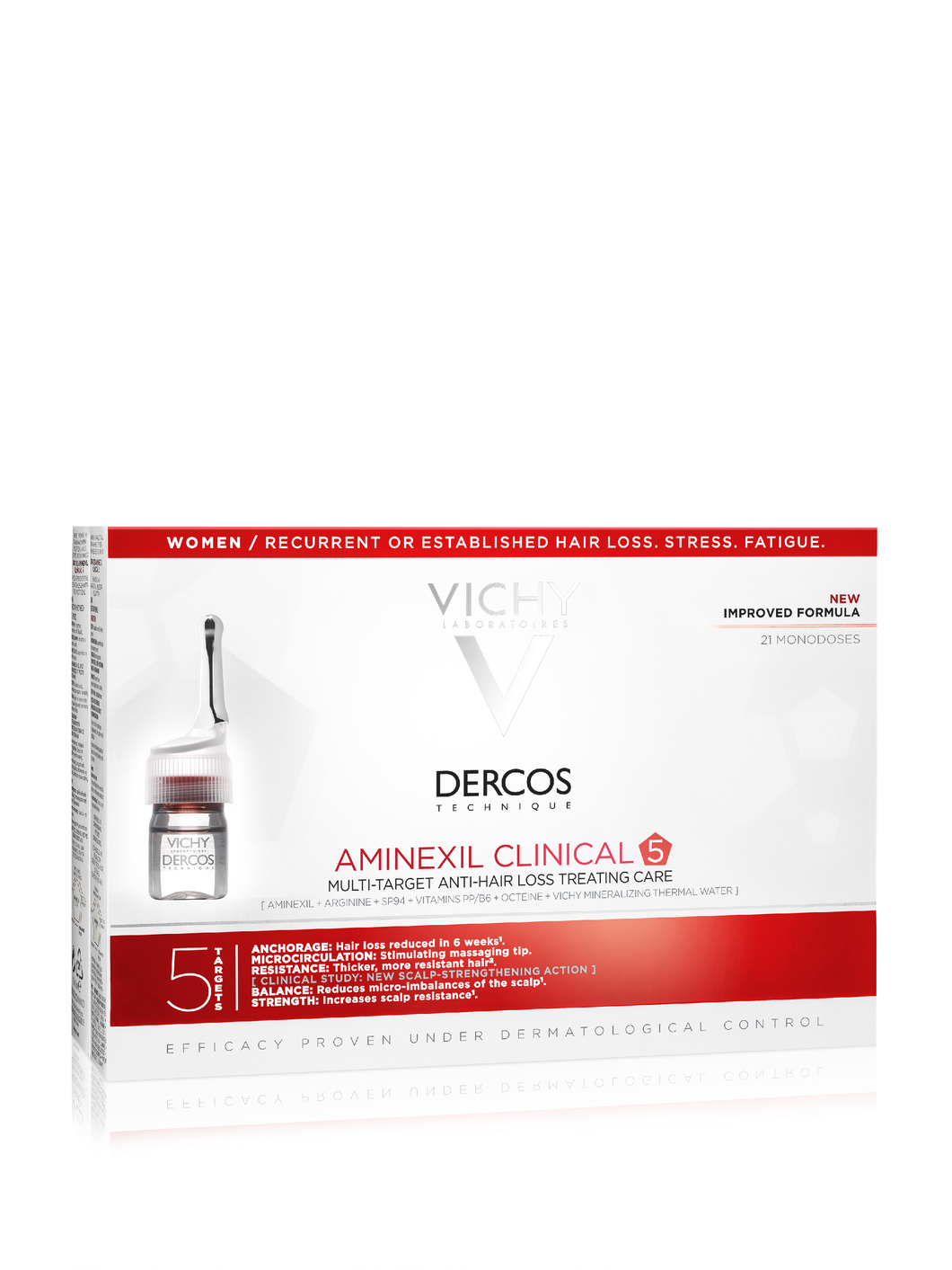 Vichy Dercos Aminexil Clinical 5 többfunkciós hajápoló program hajhullás ellen nőknek 21x6ml ampulla